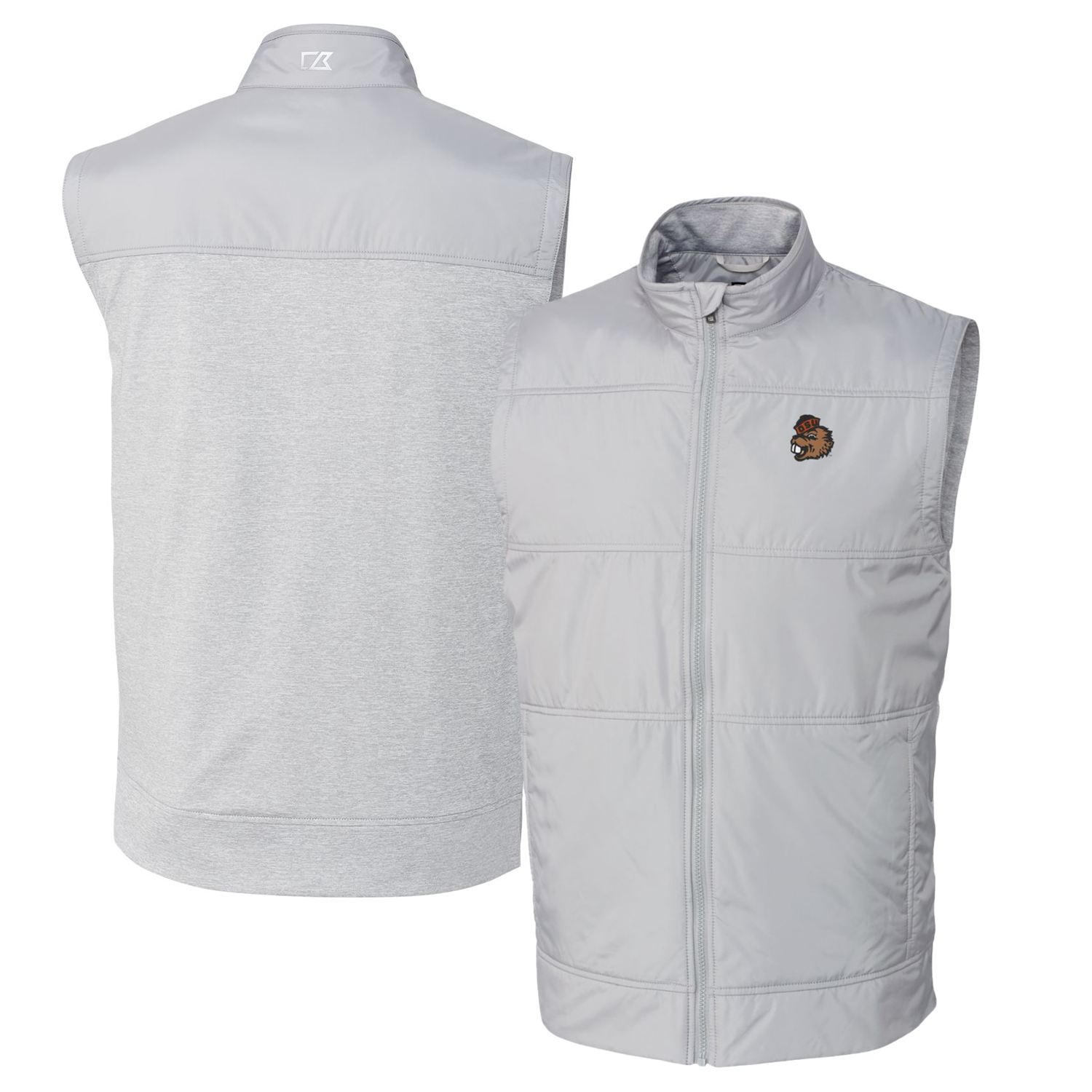 Men's Cutter & Buck Gray Oregon State Beavers Vault Big & Tall Stealth Hybrid Windbreaker Full-Zip Vest