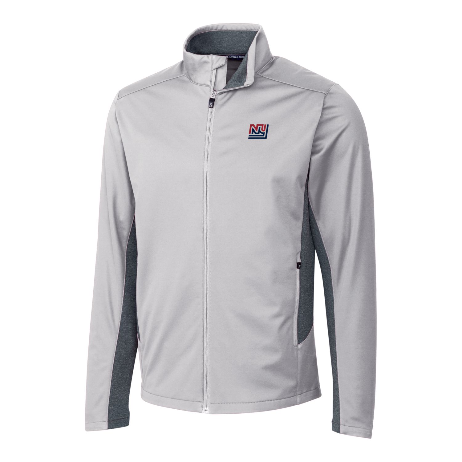 Men's Cutter & Buck Gray New York Giants Throwback Logo Navigate Softshell Full-Zip Jacket - Image 6