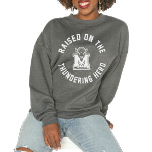 Women's Gameday Couture Charcoal Marshall Thundering Herd Good Vibes Premium Fleece Drop Shoulder Pullover Sweatshirt