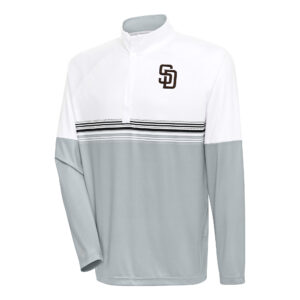 Men's Antigua White/Black San Diego Padres Bender Quarter-Zip Pullover Top