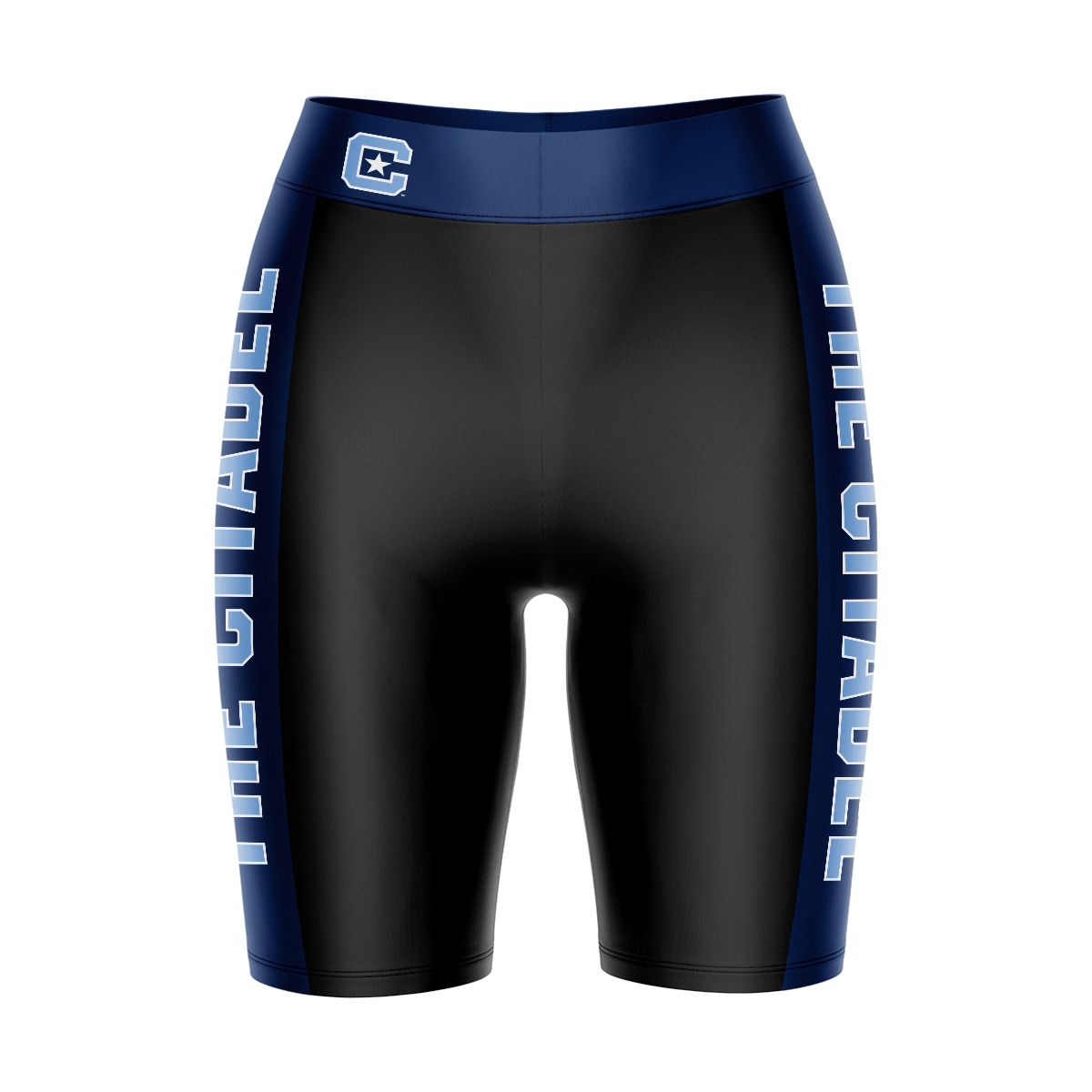 Women's Black/Navy Citadel Bulldogs Plus Size Striped Design Bike Shorts - Image 6