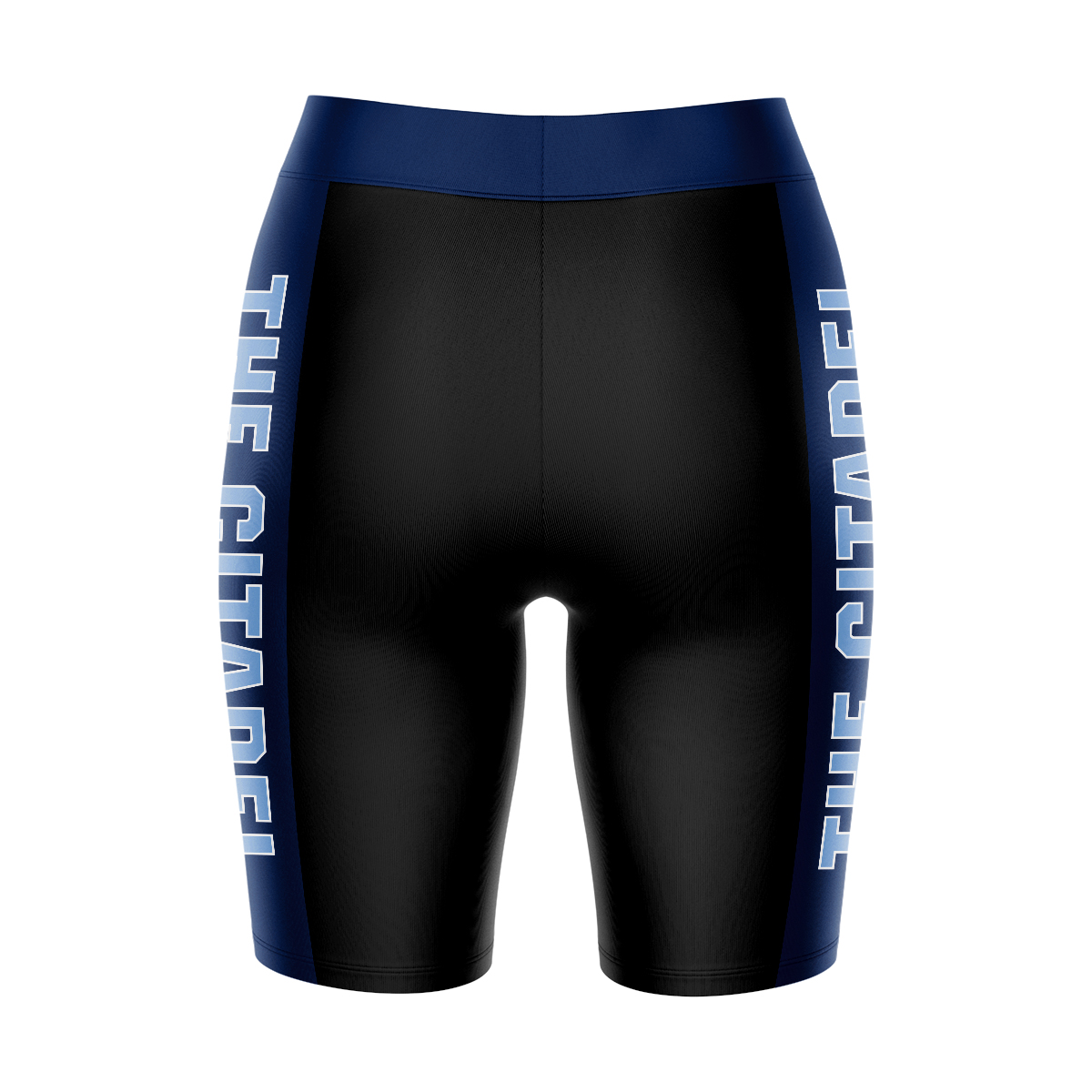 Women's Black/Navy Citadel Bulldogs Plus Size Striped Design Bike Shorts - Image 4