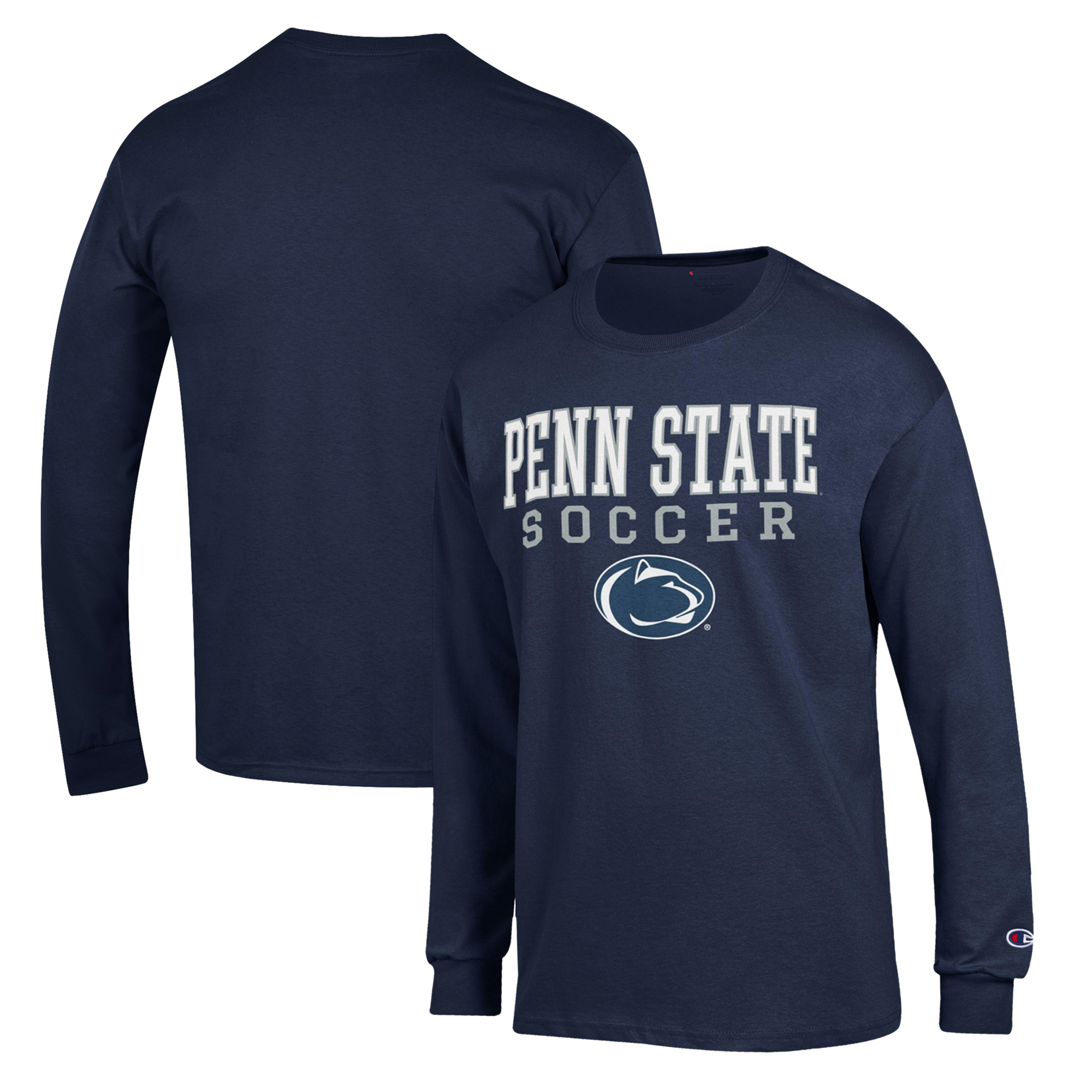 Men's Champion Navy Penn State Nittany Lions Soccer Stack Logo Long Sleeve T-Shirt - Image 2
