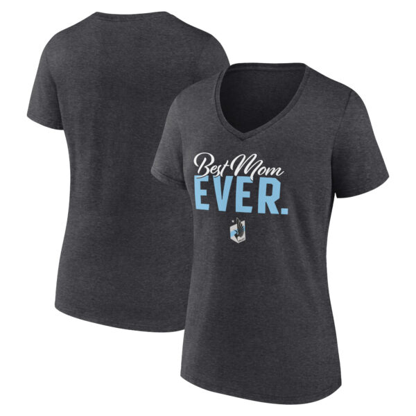 Women's Charcoal Minnesota United FC Mother's Day Best Mom Ever - V-Neck T-Shirt