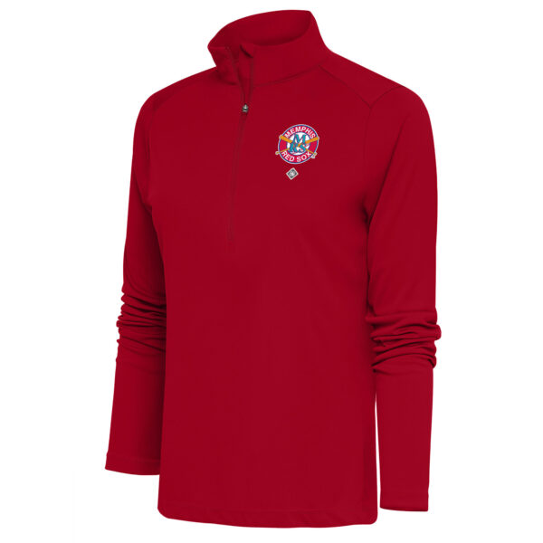 Women's Antigua Red Memphis Red Sox Tribute Half-Zip Pullover Top