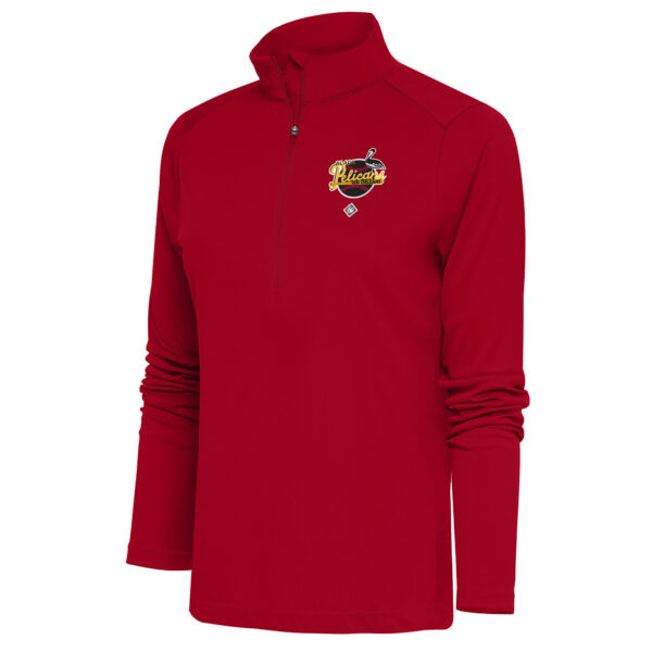 Women's Antigua Red New Orleans Black Pelicans Tribute Half-Zip Pullover Top