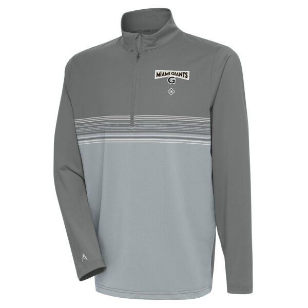 Men's Antigua Steel Miami Giants Pace Quarter-Zip Pullover Top