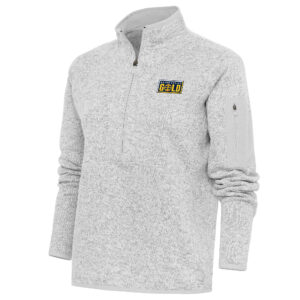 Women's Antigua Heather Gray Grand Rapids Gold Fortune Half-Zip Pullover Jacket