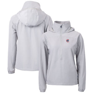 Women's Cutter & Buck  Gray Chicago Cubs Charter Eco Recycled Half-Zip Anorak Jacket