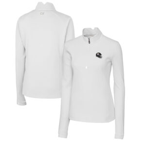 Women's Cutter & Buck  White Pittsburgh Steelers Helmet Logo DryTec Traverse Stretch Quarter-Zip Pullover Top