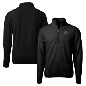 Men's Cutter & Buck  Black Tampa Bay Buccaneers Helmet Cascade Eco Sherpa Fleece Quarter-Zip Pullover Jacket