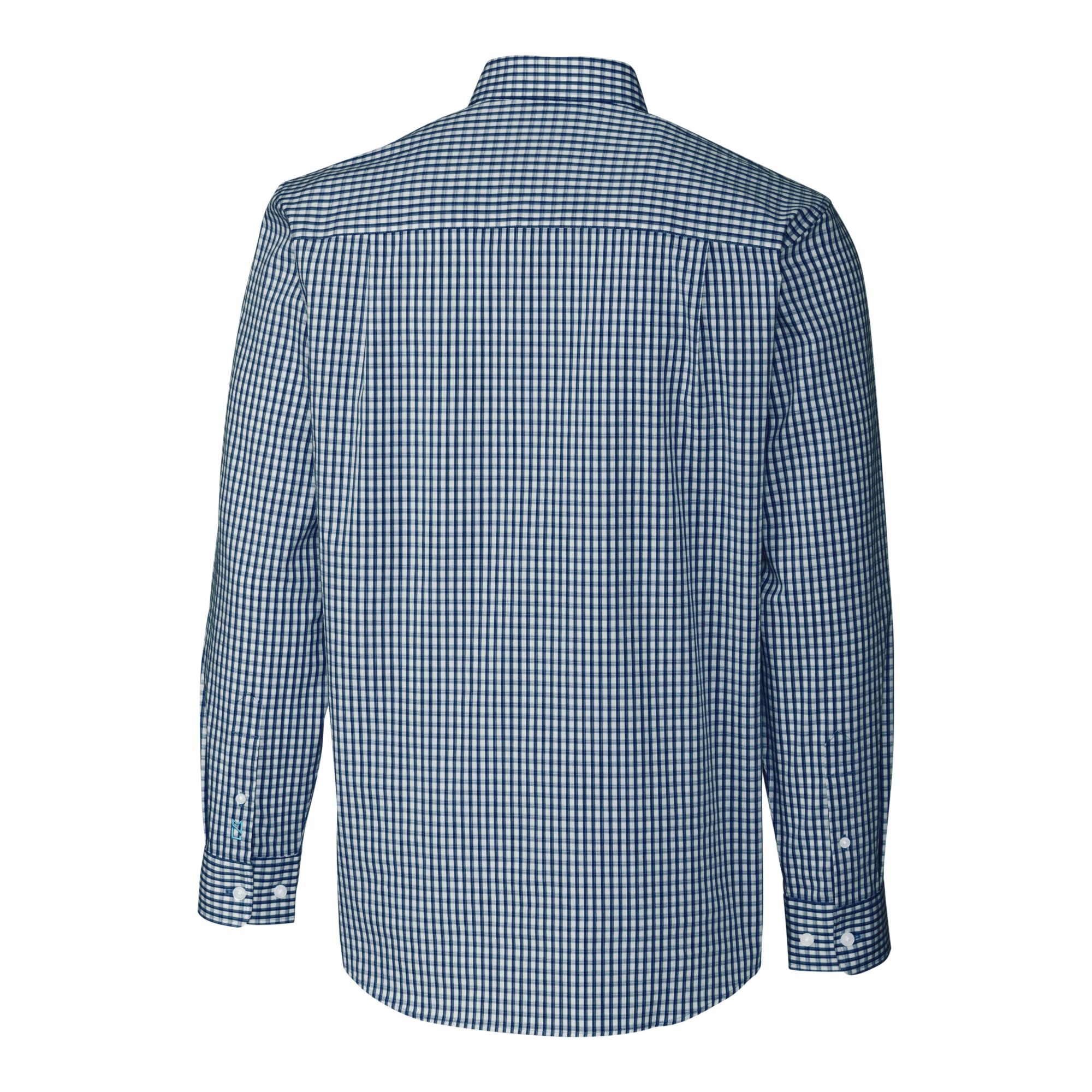 Men's Cutter & Buck Navy Buffalo Bills Helmet Easy Care Stretch Gingham Long Sleeve Button-Down Shirt - Image 4