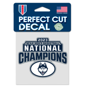 WinCraft  UConn Huskies 2023 NCAA Men's Basketball National Champions 4'' x 4'' Perfect Cut Decal