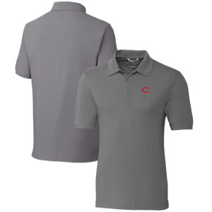 Men's Cutter & Buck  Gray Cincinnati Reds Big & Tall Advantage Tri-Blend Pique Polo