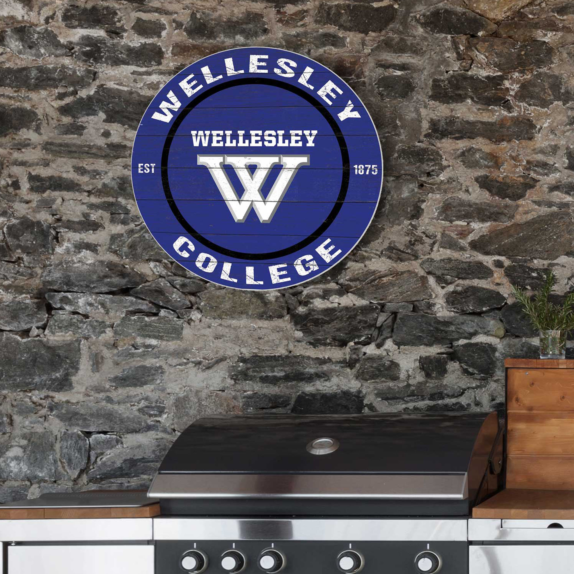 Wellesley Blue 20'' x 20'' Indoor/Outdoor Weathered Circle Sign - Image 3