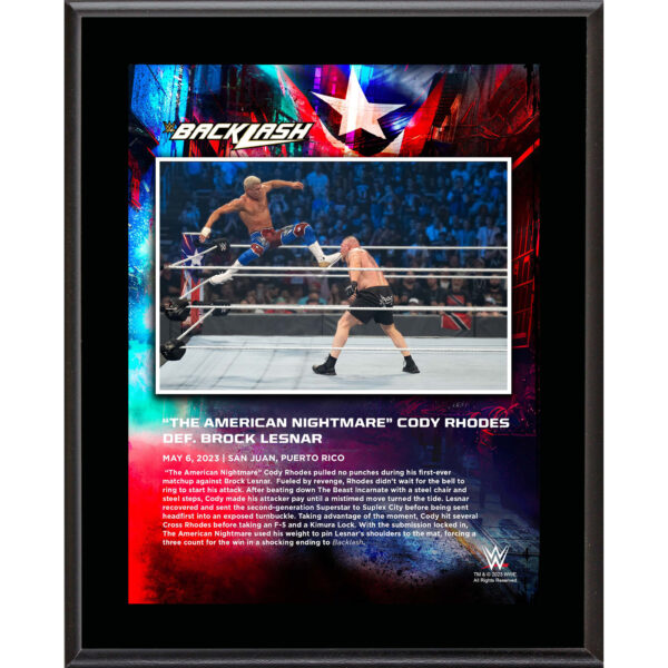Cody Rhodes WWE 10.5" x 13" 2023 Backlash Sublimated Plaque