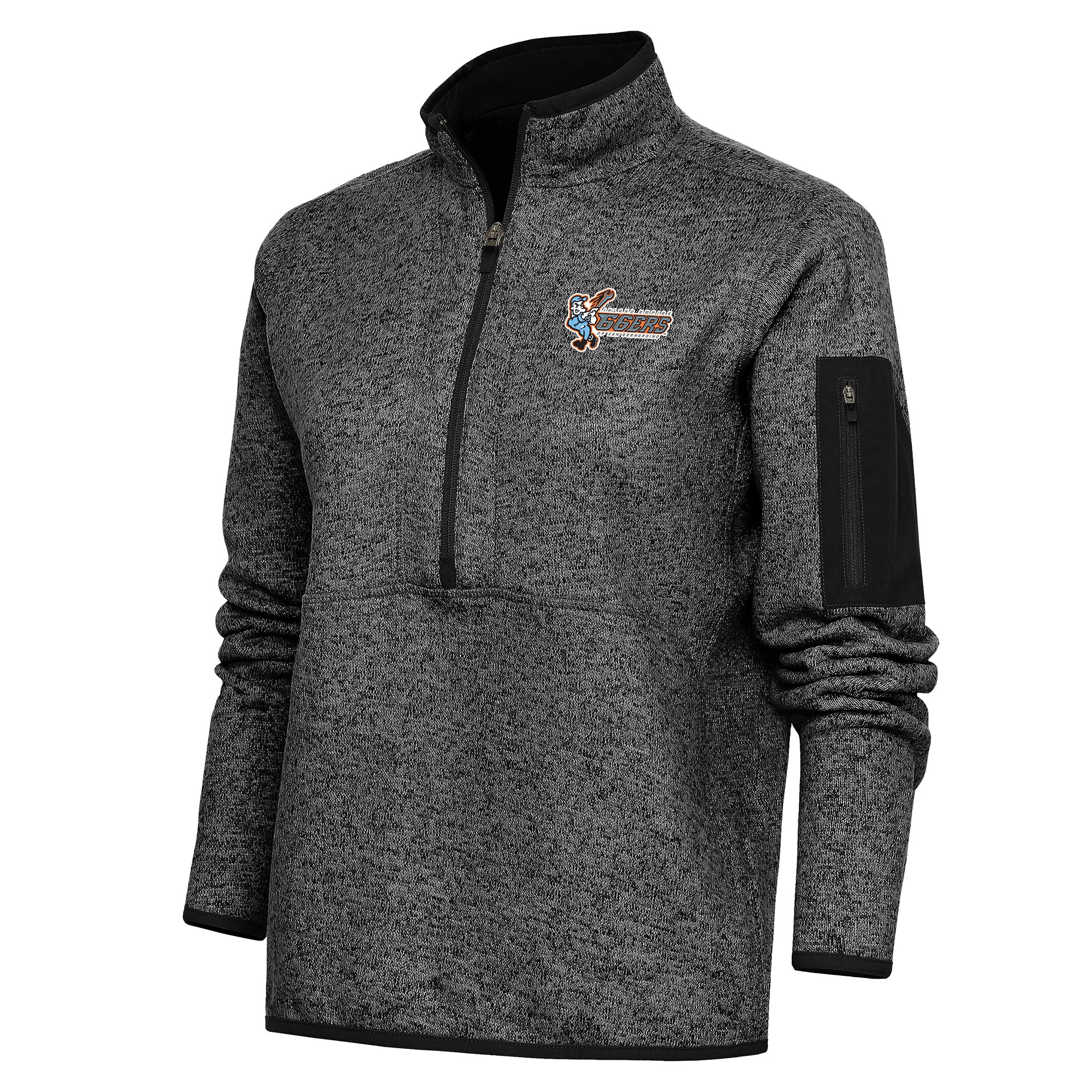 Women's Antigua Heather Black Inland Empire 66ers Fortune Half-Zip Pullover Jacket
