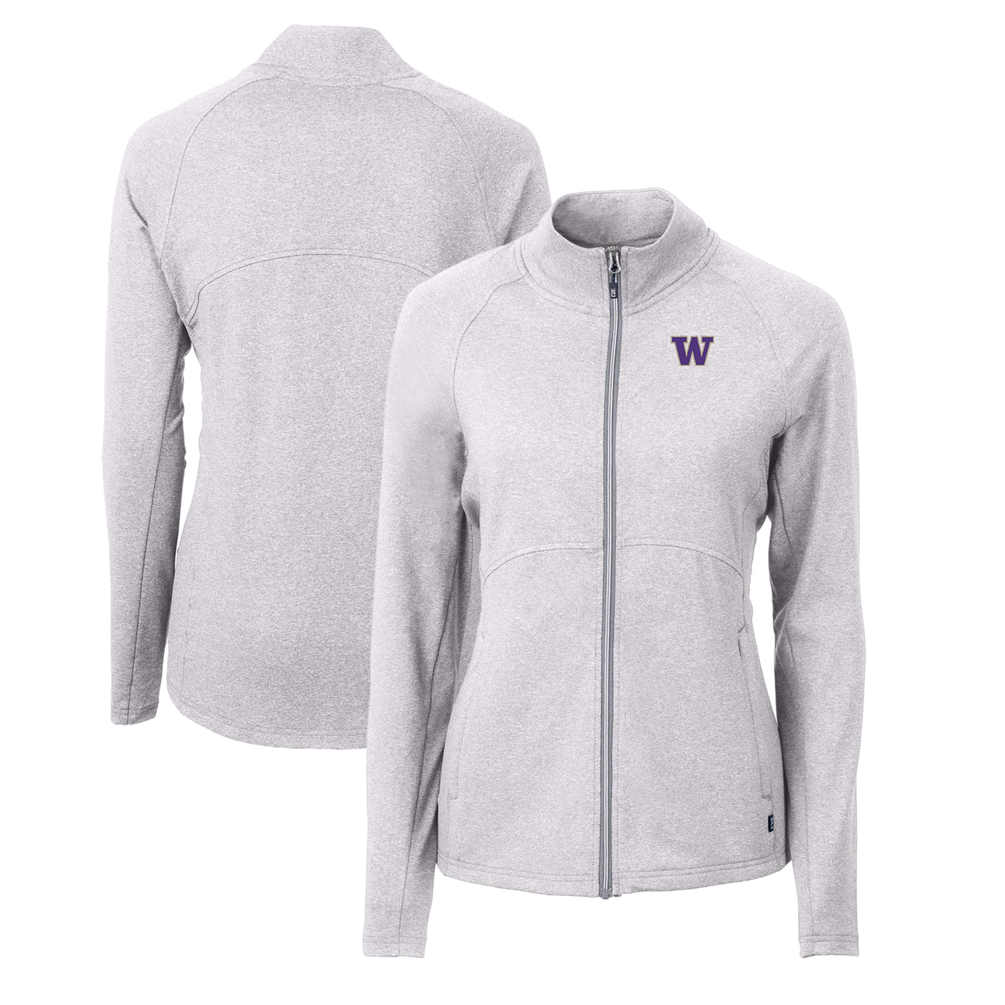 Women's Cutter & Buck Heather Gray Washington Huskies Adapt Eco Knit Heather Recycled Full-Zip Jacket - Image 5