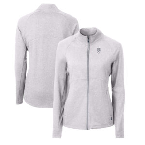 Women's Cutter & Buck  Heather Gray Emory Eagles Adapt Eco Knit Heather Recycled Full-Zip Jacket