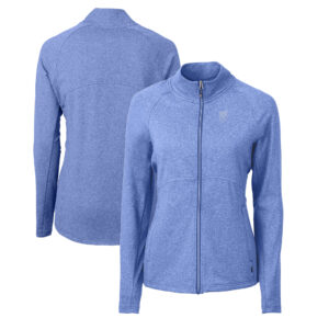 Women's Cutter & Buck  Heather Blue Emory Eagles Adapt Eco Knit Heather Recycled Full-Zip Jacket