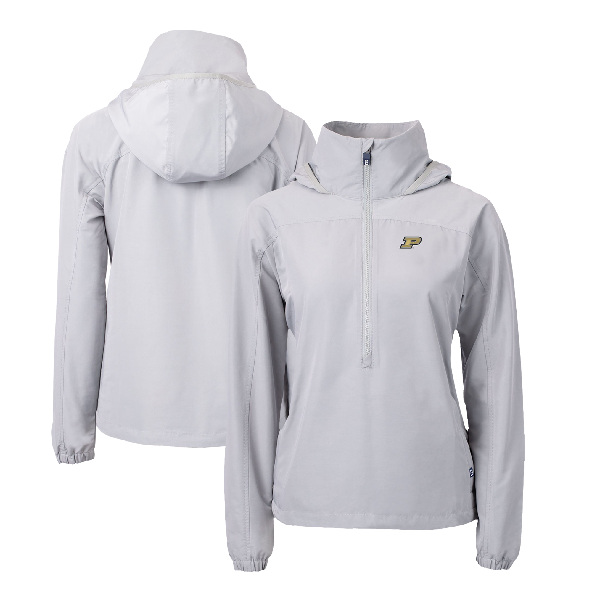 Women's Cutter & Buck Gray Purdue Boilermakers Charter Eco Recycled Half-Zip Anorak Jacket