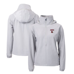 Women's Cutter & Buck  Gray Louisville Cardinals Charter Eco Recycled Half-Zip Anorak Jacket