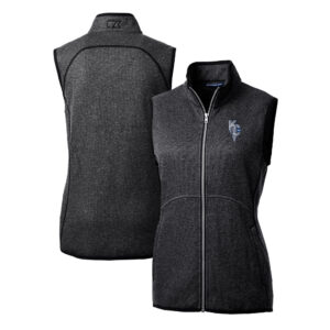 Women's Cutter & Buck  Heather Charcoal Kansas City Royals City Connect Mainsail Sweater Knit Full-Zip Vest