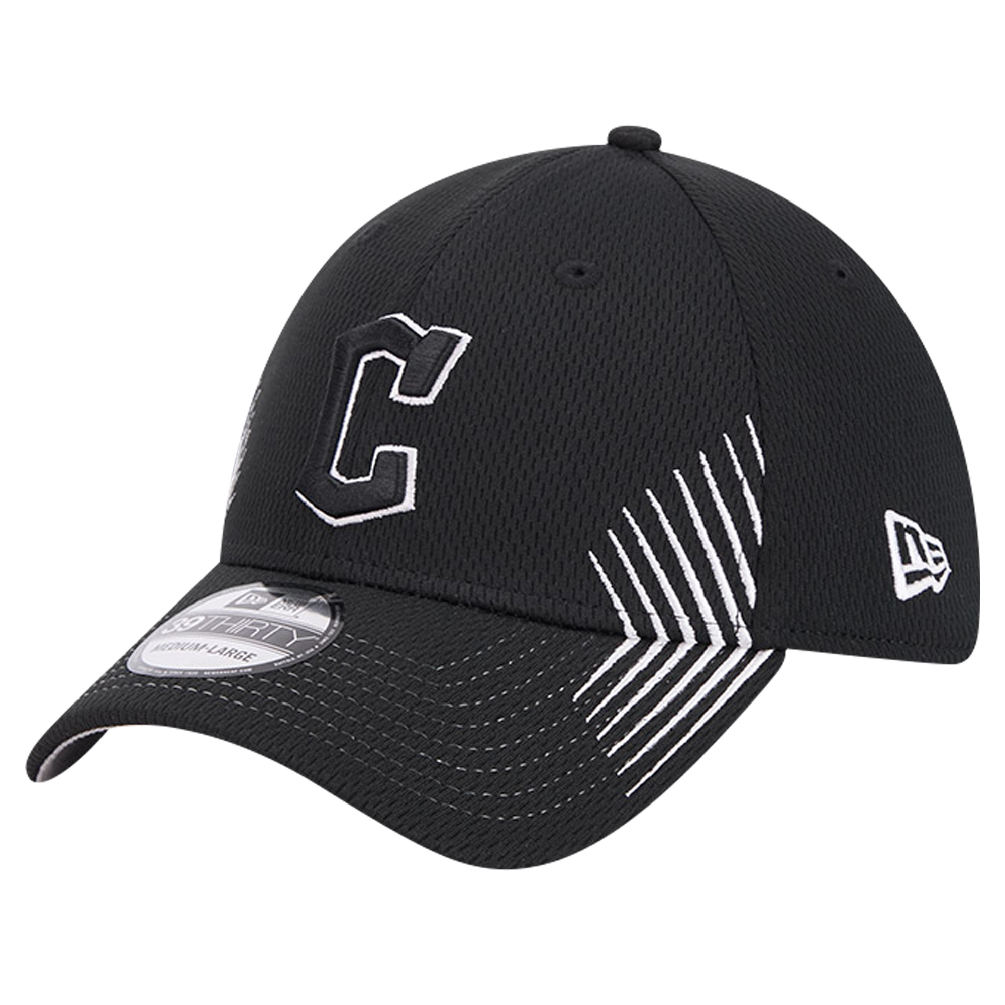 Men's New Era Black Cleveland Guardians Active Dash Mark 39THIRTY Flex Hat - Image 2