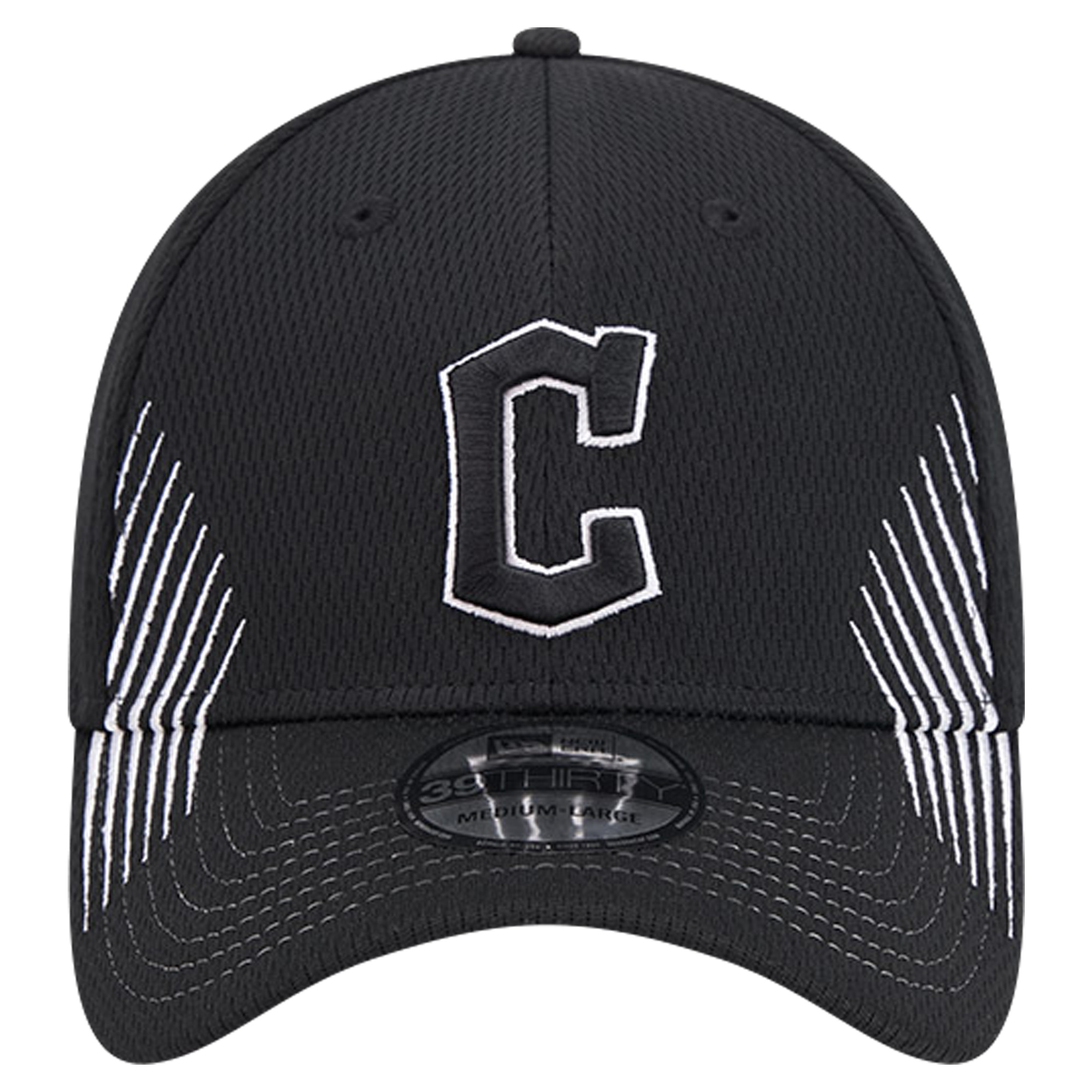 Men's New Era Black Cleveland Guardians Active Dash Mark 39THIRTY Flex Hat - Image 3