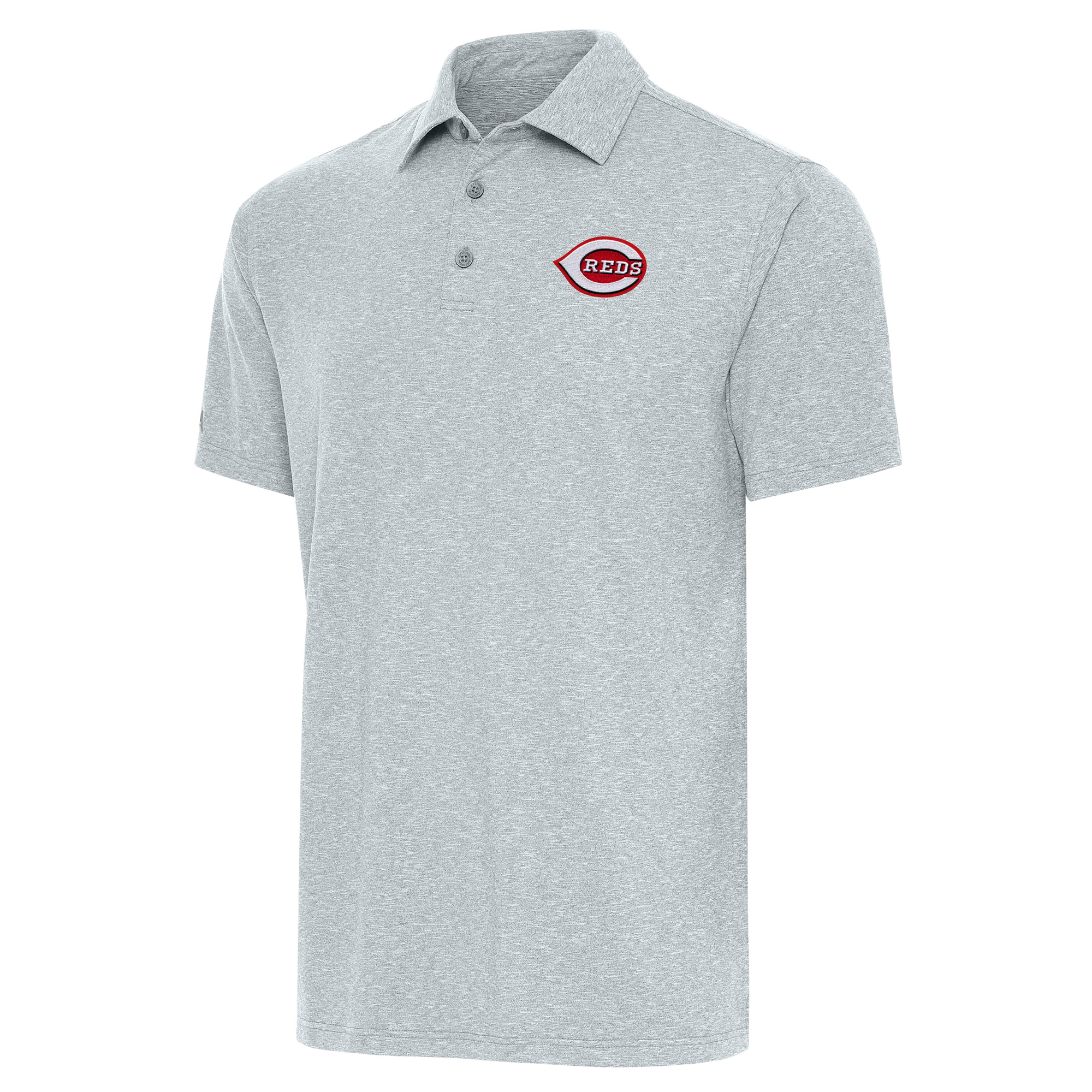 Men's Antigua Heather Gray Cincinnati Reds Par Polo
