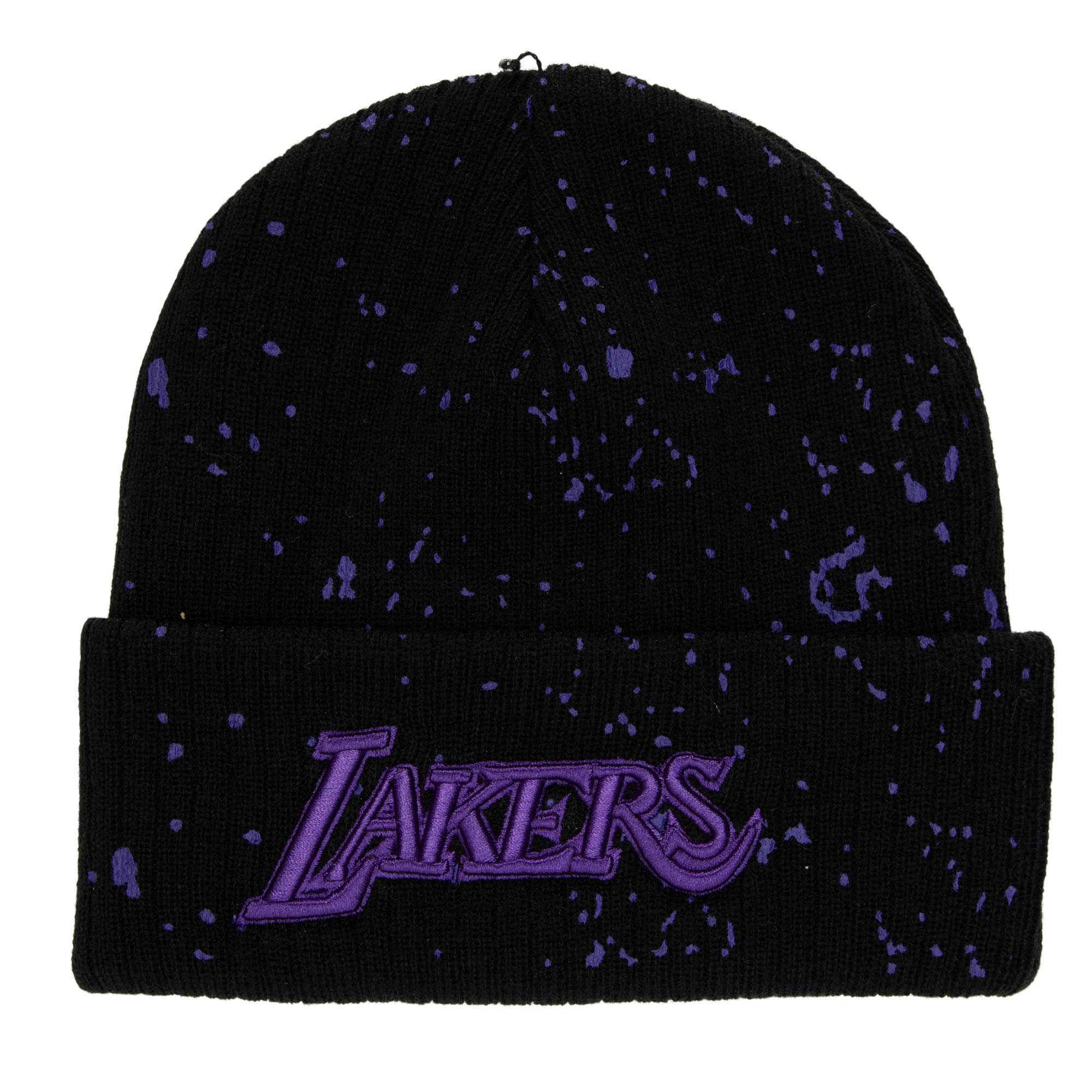 Men's Mitchell & Ness Black Los Angeles Lakers Nep Speckle Cuffed Knit Hat