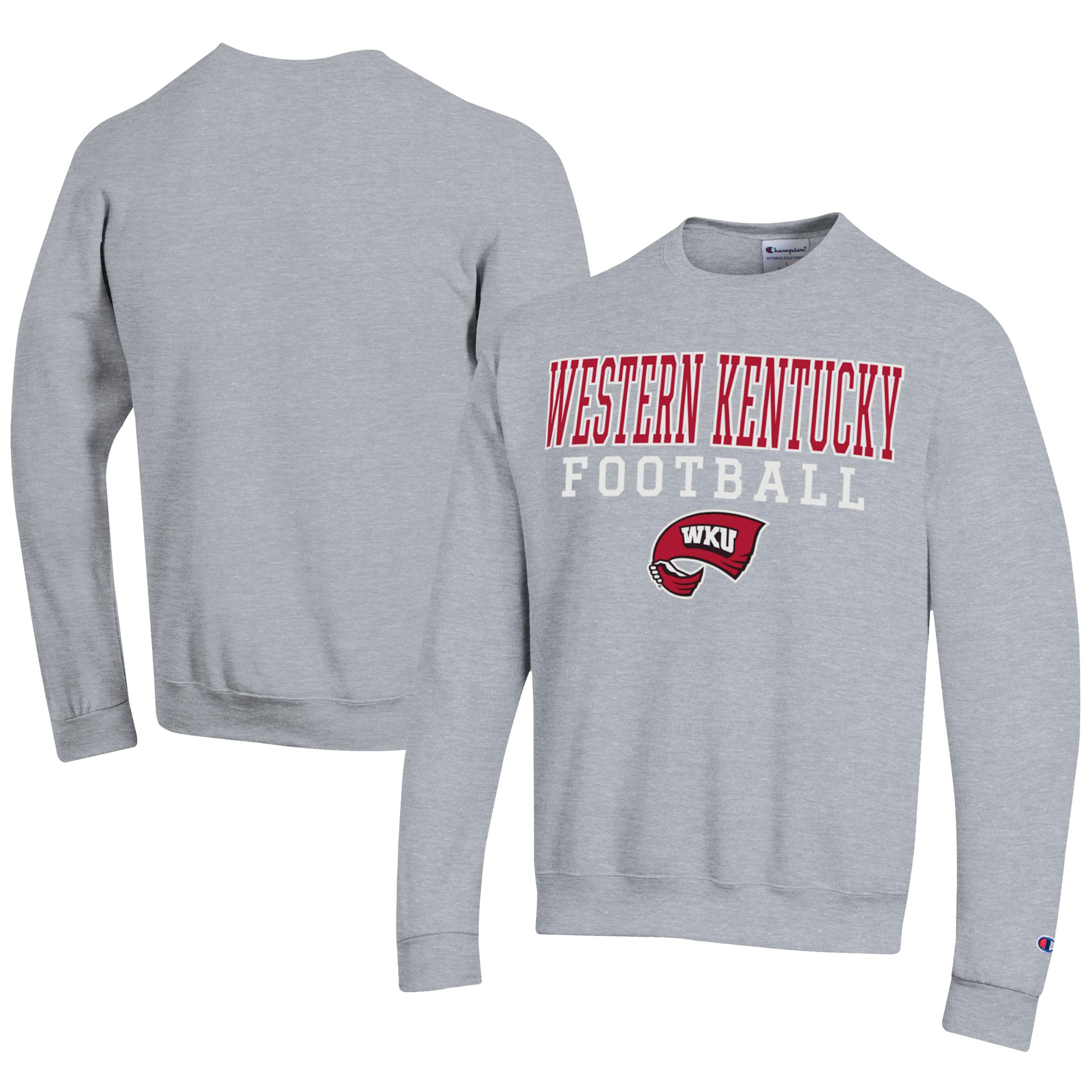 Men's Champion Gray Western Kentucky Hilltoppers Football Powerblend Pullover Sweatshirt - Image 5