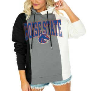 Women's Gameday Couture  Black/White Boise State Broncos Victory Tri-Color Pullover Hoodie