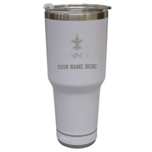 The Memory Company  White New Orleans Saints Personalized 30oz. Stainless Steel Bluetooth Tumbler