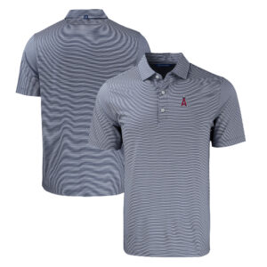 Men's Cutter & Buck Navy/White Los Angeles Angels Big & Tall Forge Eco Double Stripe Stretch Recycled Polo