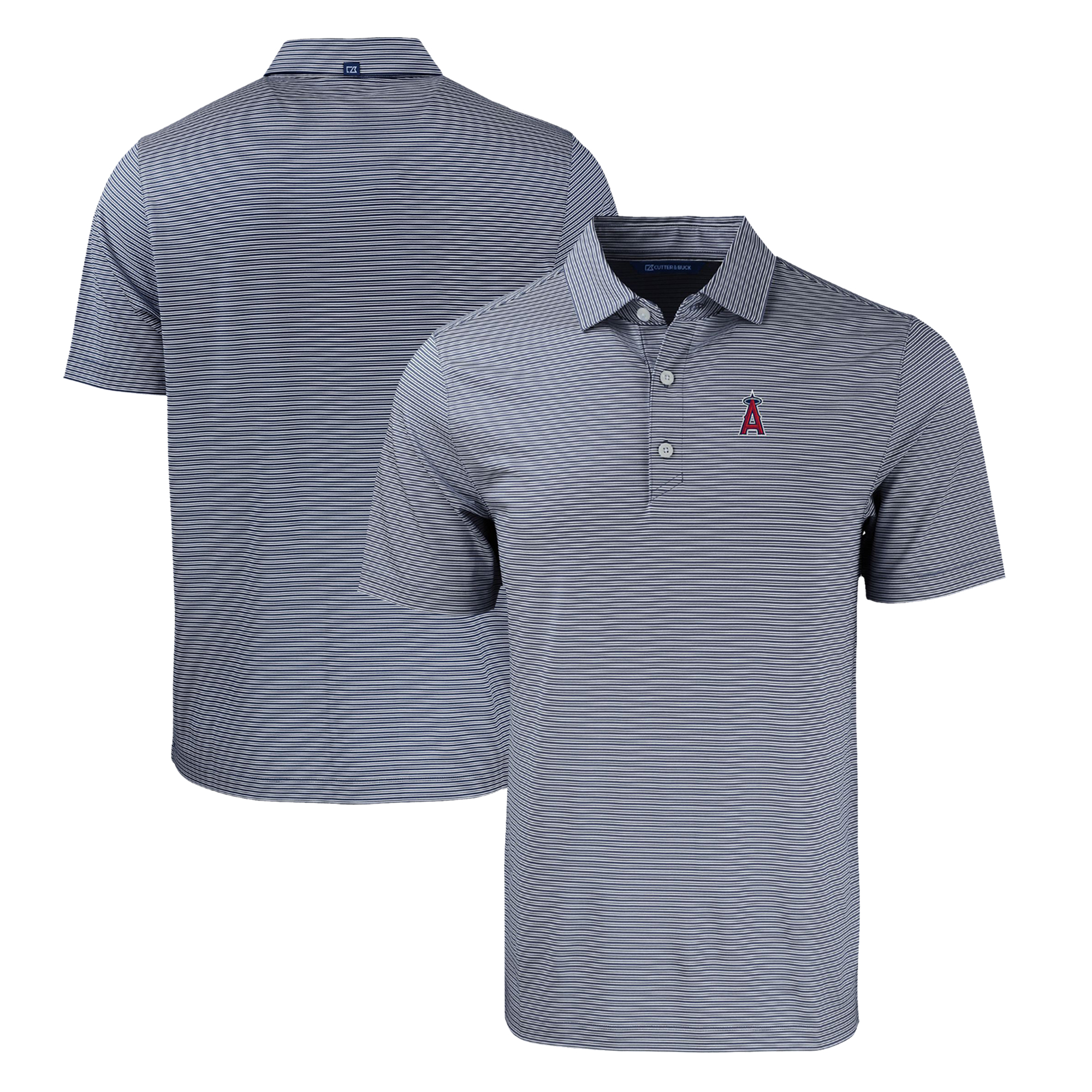 Men's Cutter & Buck Navy/White Los Angeles Angels Big & Tall Forge Eco Double Stripe Stretch Recycled Polo