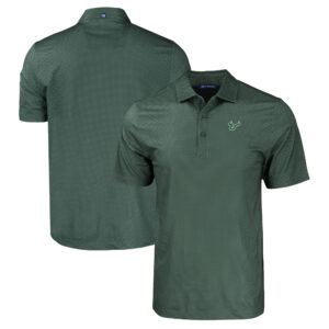 Men's Cutter & Buck Green South Florida Bulls Pike Eco Tonal Geo Print Stretch Recycled Polo