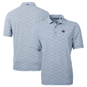Men's Cutter & Buck Blue Tampa Bay Buccaneers Virtue Eco Pique Botanical Print Recycled Polo