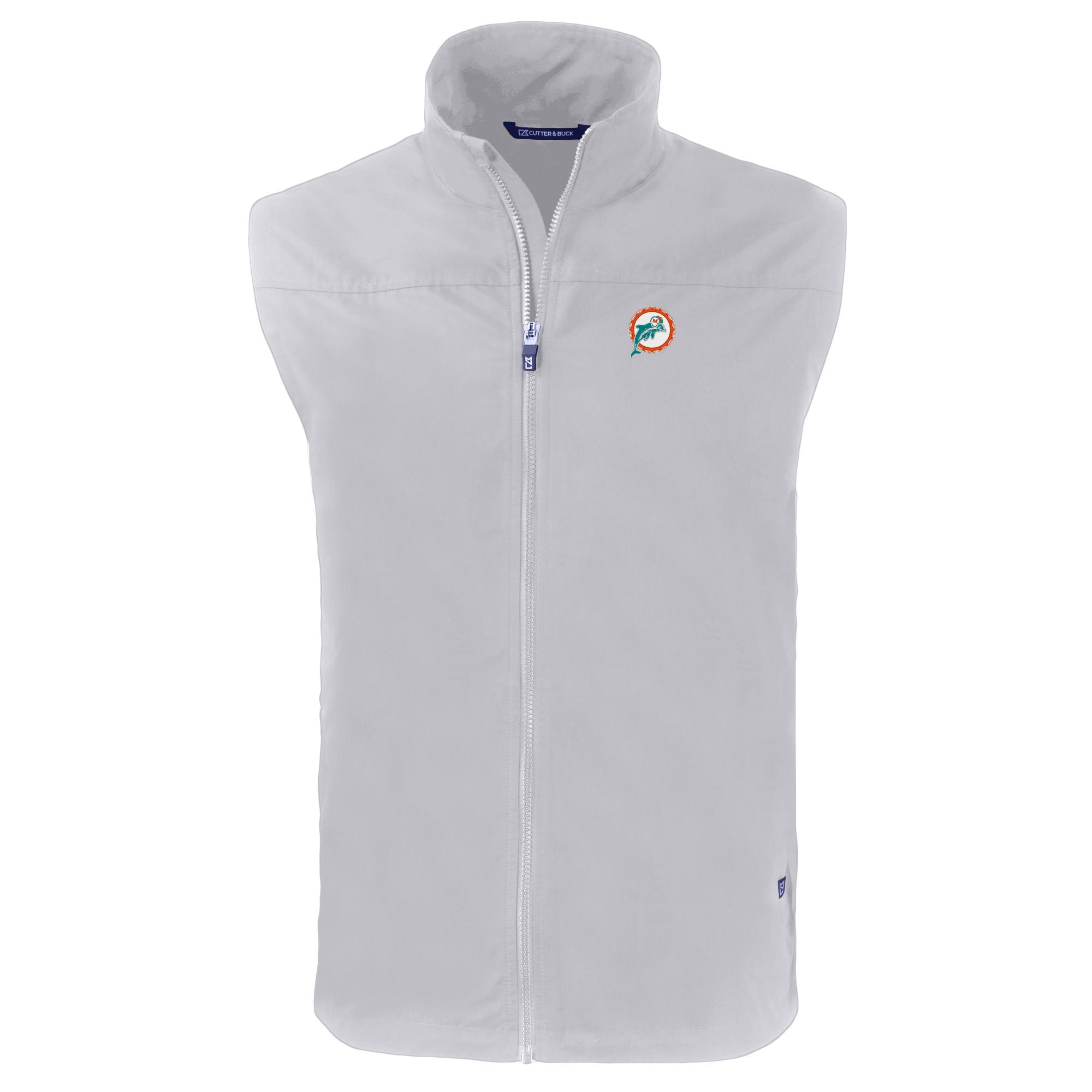 Men's Cutter & Buck Gray Miami Dolphins Throwback Big & Tall Charter Eco Full-Zip Vest - Image 6