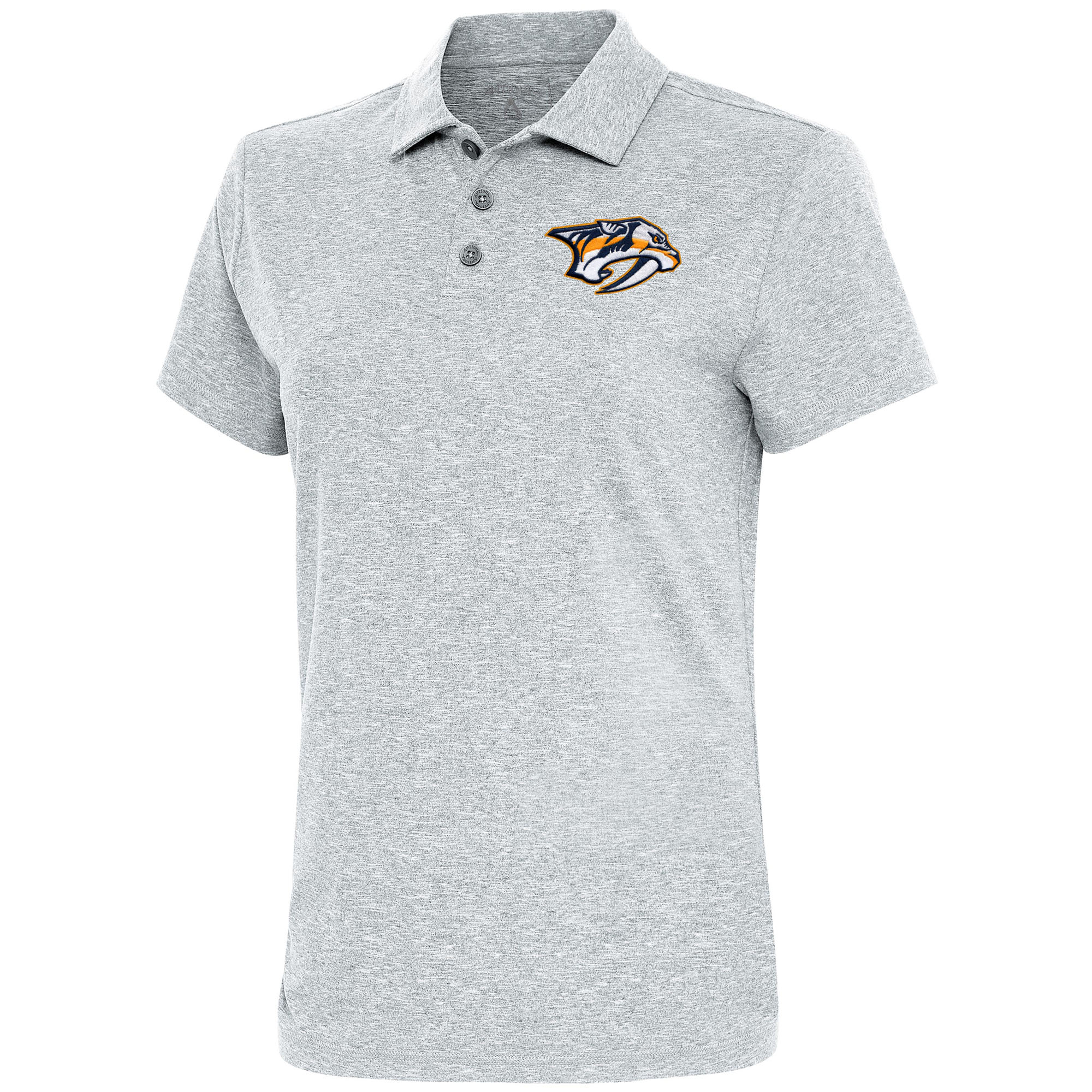 Women's Antigua Heather Gray Nashville Predators Motivated Polo
