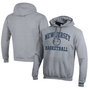 Men's Champion  Gray College of New Jersey Lions Icon Logo Basketball Eco Powerblend Pullover Hoodie