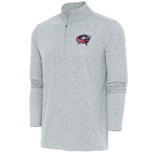 Men's Antigua  Heather Gray Columbus Blue Jackets Hunk Quarter-Zip Pullover Top