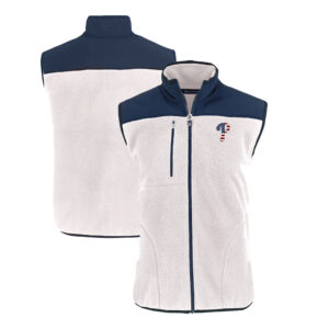 Men's Cutter & Buck  Oatmeal Philadelphia Phillies Stars & Stripes Cascade Eco Sherpa Fleece Full-Zip Vest