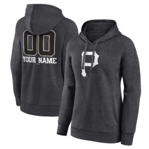 Women's Charcoal Pittsburgh Pirates Personalized Monochrome Name & Number Pullover Hoodie
