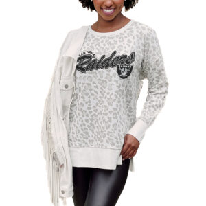 Women's Gameday Couture  White Las Vegas Raiders  French Terry Feeling Wild Side-Slit Sweatshirt