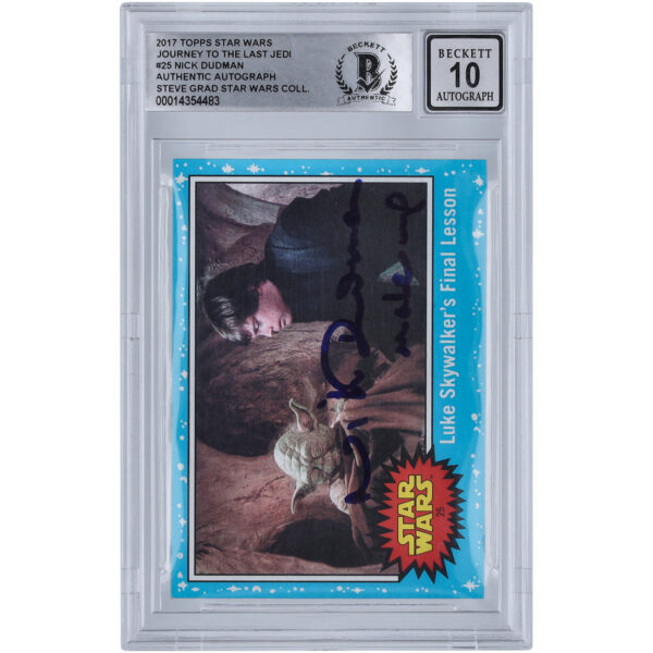Nick Dudman Star Wars Autographed 2017 Topps Journey To The Last Jedi #25 BGS Authenticated 10 Card with "Make Up" Inscription - Image 5
