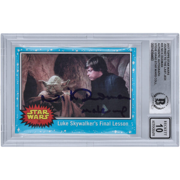 Nick Dudman Star Wars Autographed 2017 Topps Journey To The Last Jedi #25 BGS Authenticated 10 Card with "Make Up" Inscription - Image 7