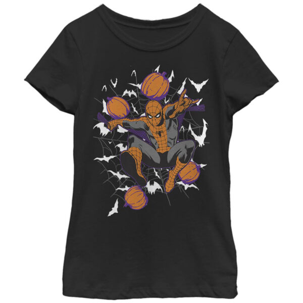 Girls Youth Mad Engine  Black Spider-Man T-Shirt