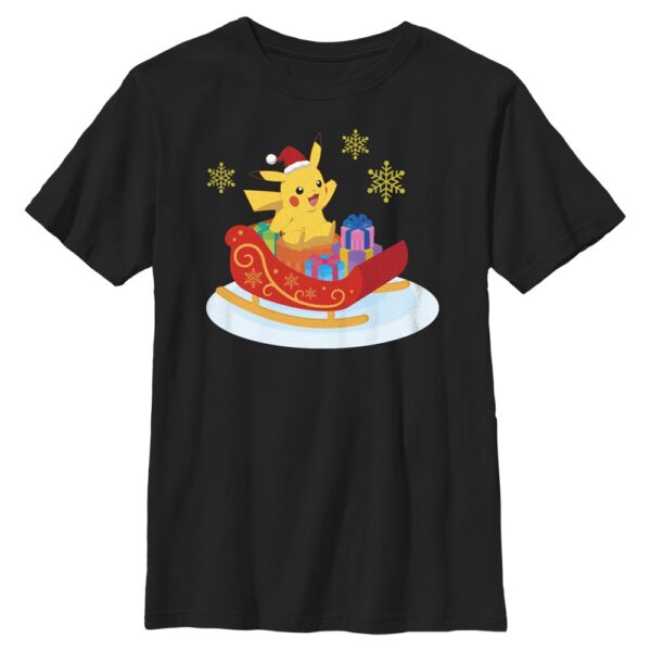 Youth Mad Engine  Black Pokemon Sleigh Ride Graphic T-Shirt