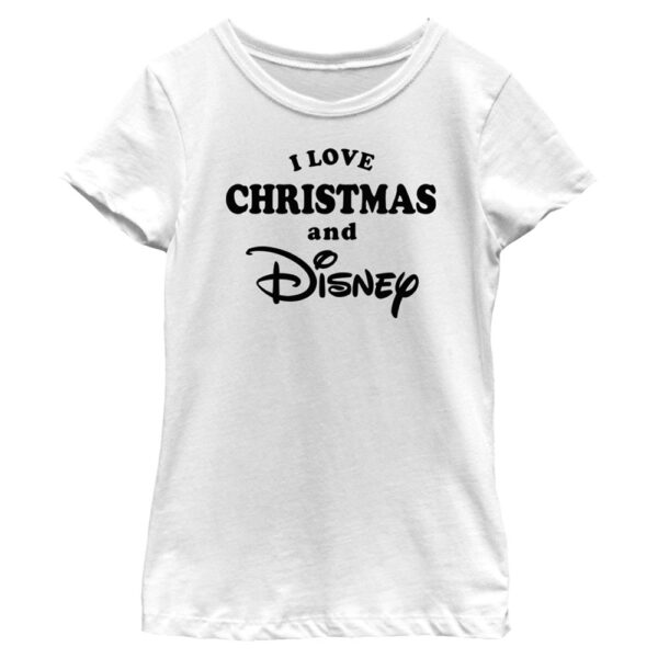 Girl's Youth Mad Engine  White Disney Merchandise I Love Christmas Graphic T-Shirt